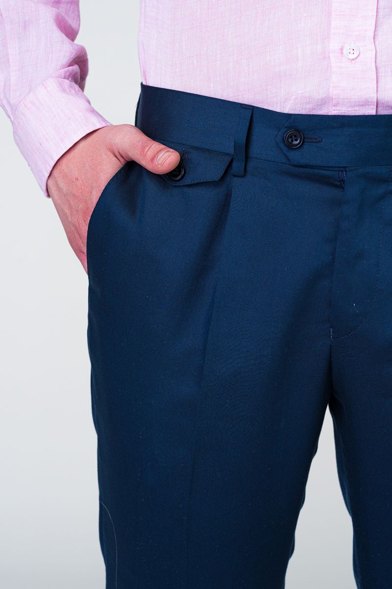 Dark blue smart casual pants with silk – Slim fit – Varteks d.d.