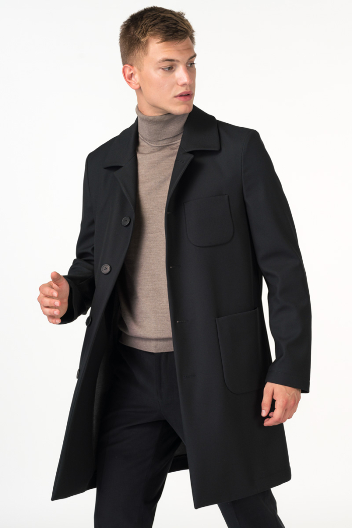 Varteks Classic men's black coat med length