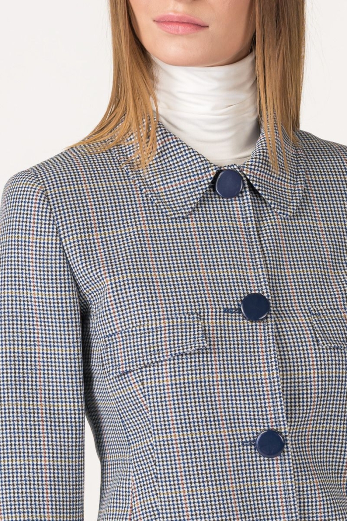 Varteks Short plaid blazer with blue buttons