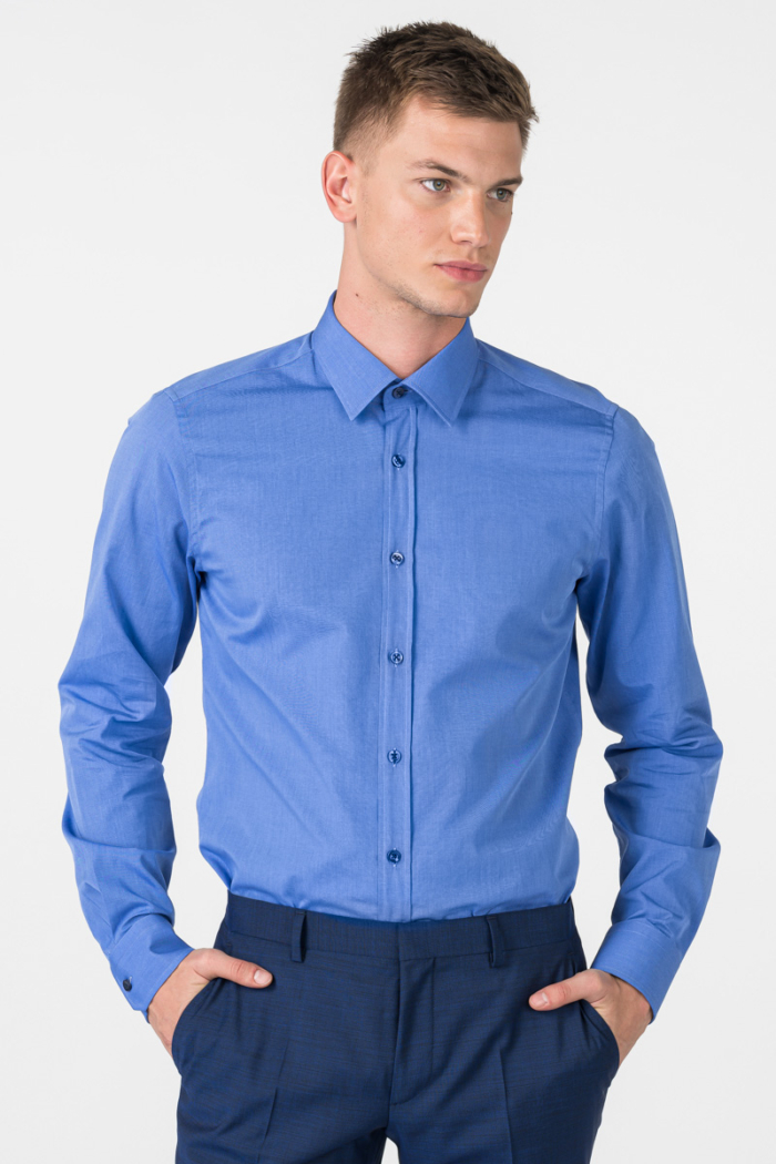 Varteks Men's blue cotton shirt - Regular fit