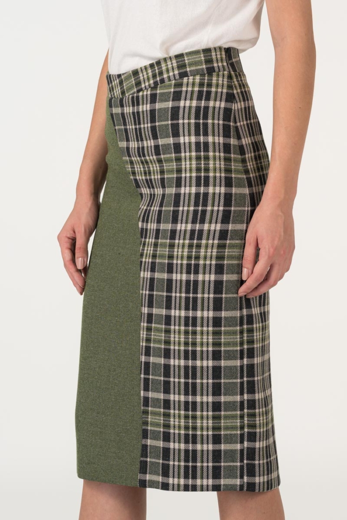 Varteks Asymmetrical olive green pencil skirt