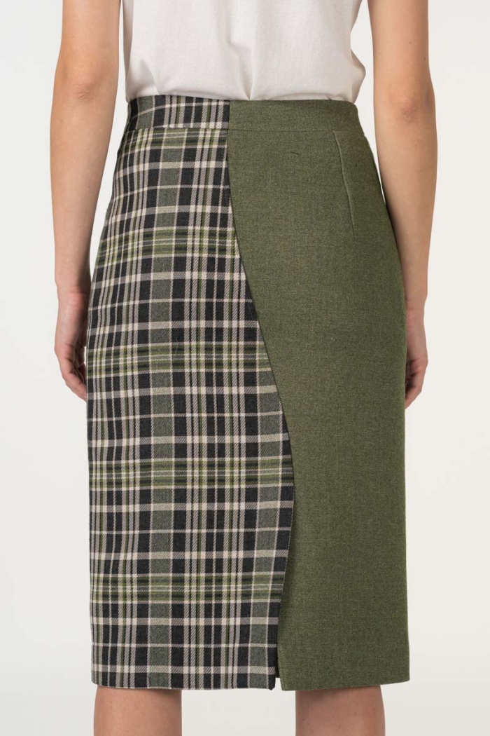Varteks Asymmetrical olive green pencil skirt