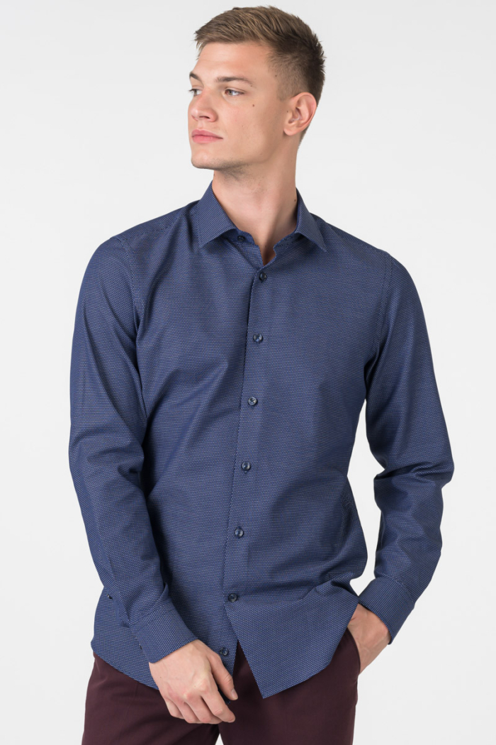 Varteks Muška indigo plava košulja sa sitnim uzorkom - Slim fit