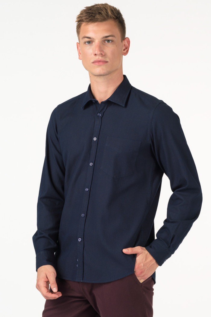 Varteks Men's cotton indigo blue shirt - casual fit