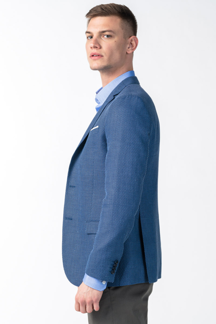 Varteks Men's blue blazer micro pattern - Slim fit
