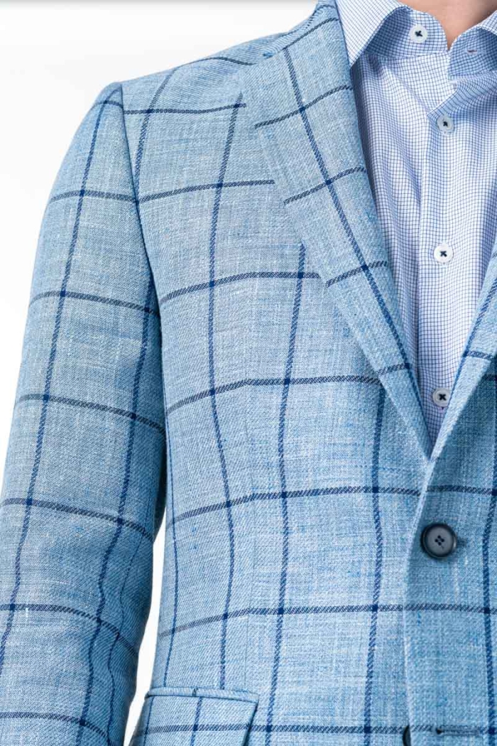 Varteks Light blue plaid men's blazer - Regular fit
