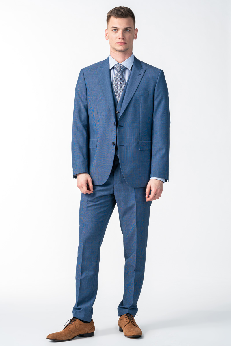 Slim-fit blue wool suit trousers | The Kooples
