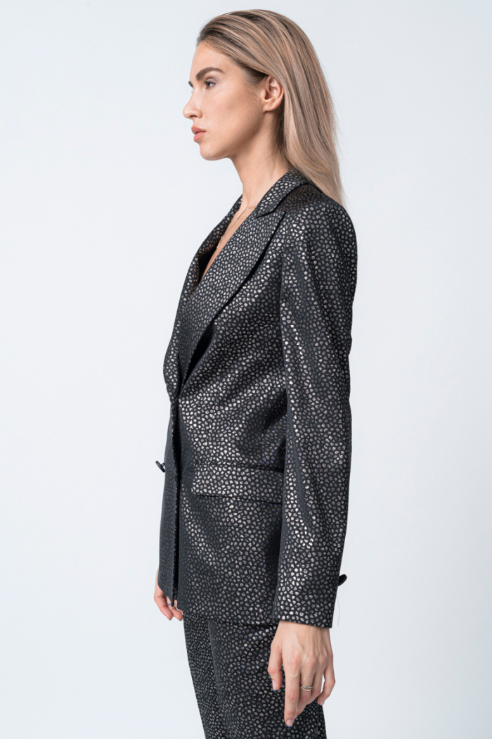 Women's blazer with silver metallic print