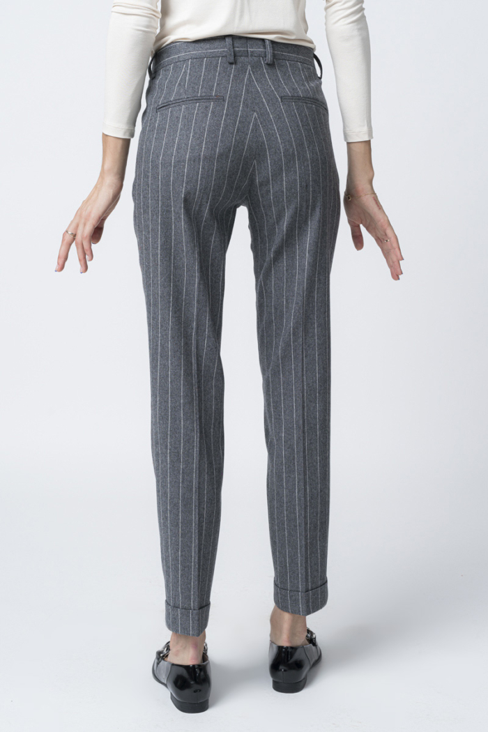 Varteks Grey striped slim fit trousers