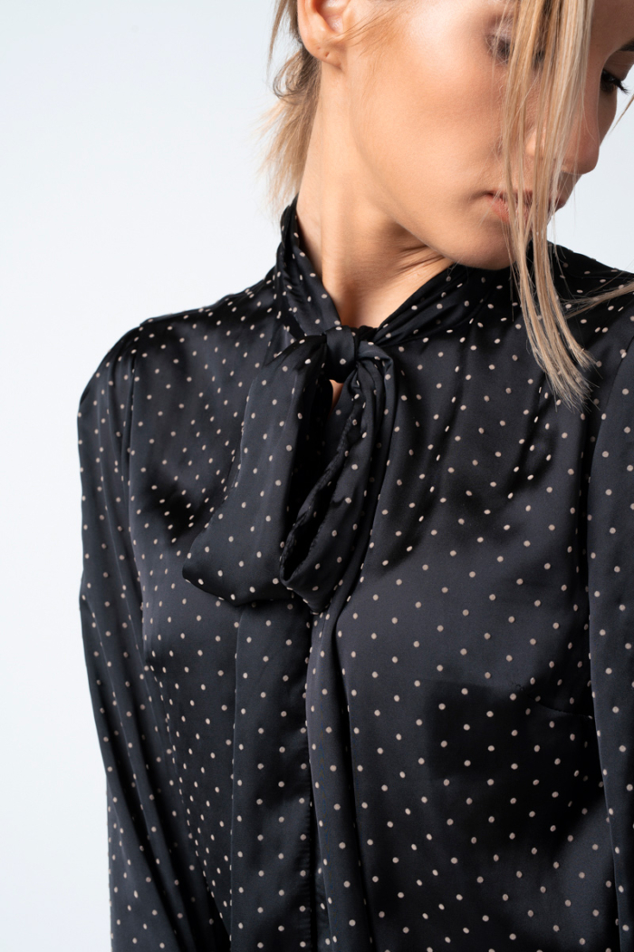 Varteks Black blouse with polka dots