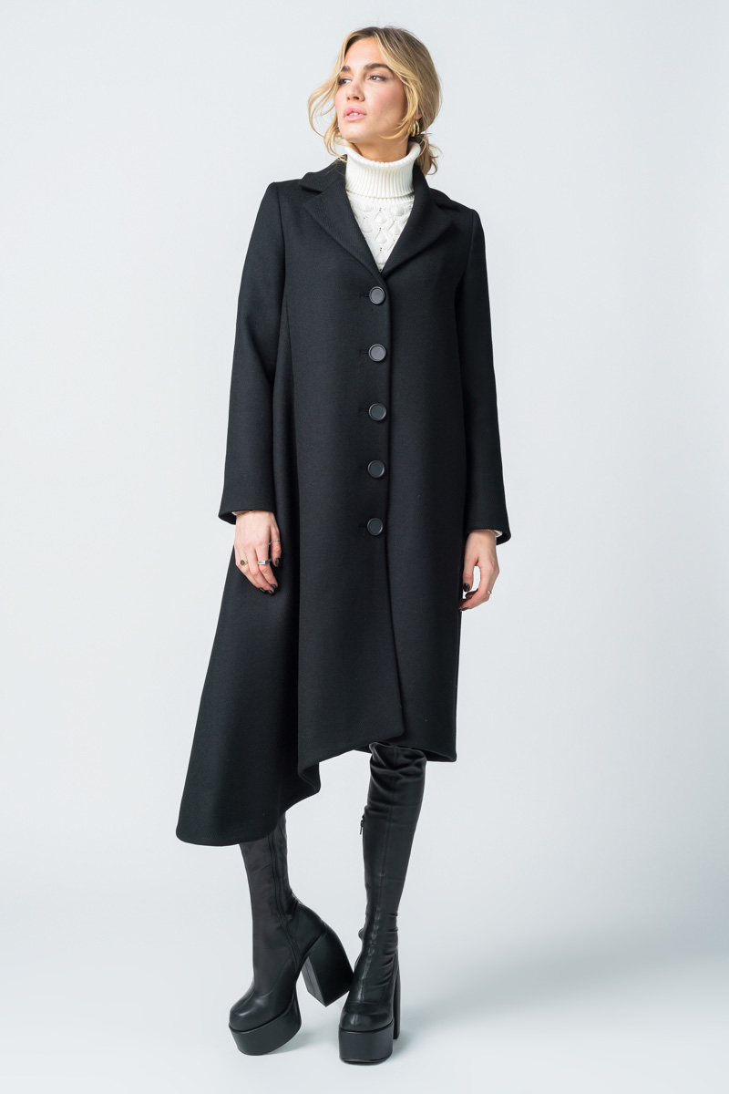 Black long asymmetrical coat - Shop Varteks d.d.