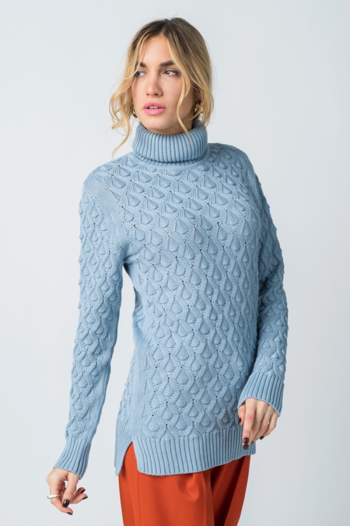 Varteks Knitted light blue turtleneck sweater