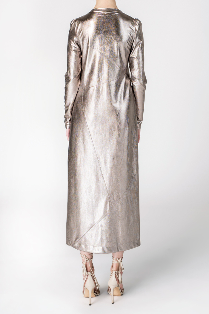 Varteks Metalik srebrna haljina ravnog kroja