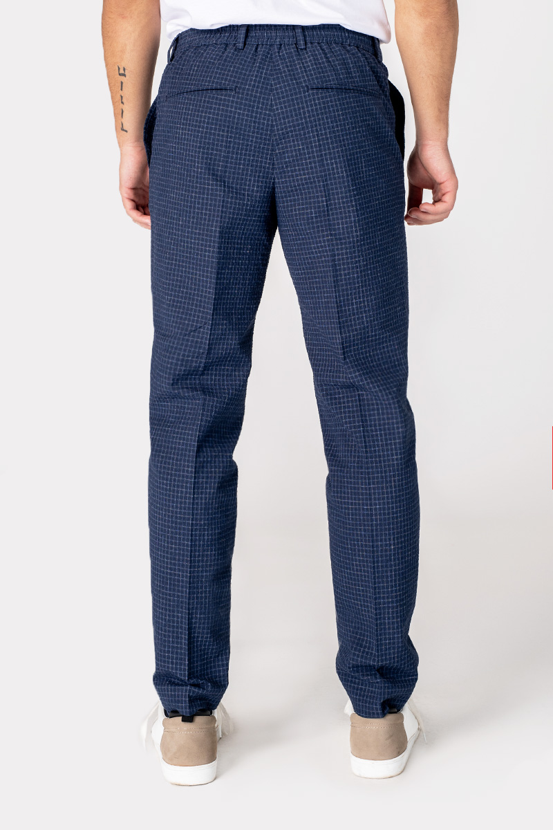 Dark blue plaid suit trousers – Slim fit – Varteks d.d.